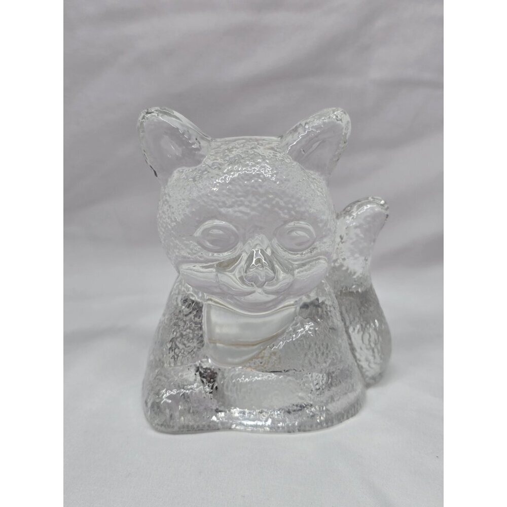 Vtg. PartyLite Handcrafted Art Clear Glass Cat Votive Candle Holder Retired